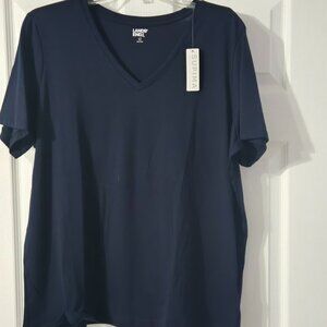 NEW Women's XL Tall. Relaxed Supima Cotton.V-Neck T-Shirt.Color: Radiant Navy.